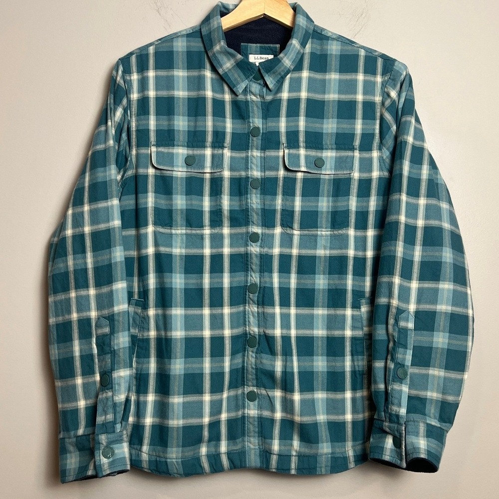 L.L.Bean Men's Medium Plaid Fleece Lined Shirt Jacket Fall Shacket